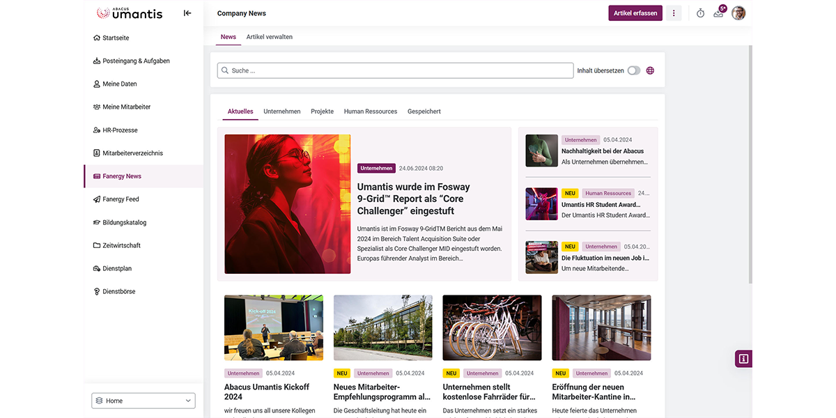 Abacus Umantis - Wie sieht die Software aus Abacus Umantis - Wie sieht die Software aus