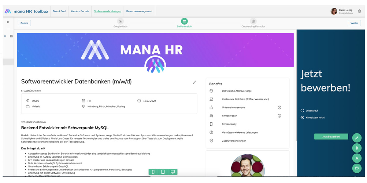 mana HR - Wie sieht die Software aus