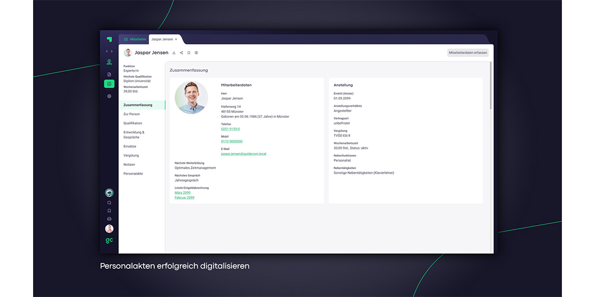 GuideCom - Wie sieht die Software aus - HR Suite Screen - Digitale Personalakte GuideCom - Wie sieht die Software aus - HR Suite Screen - Digitale Personalakte