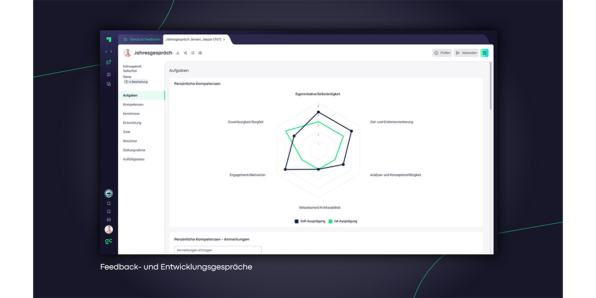 GuideCom - Wie sieht die Software aus - HR Suite Screen - Feedback und Entwicklungs GuideCom - Wie sieht die Software aus - HR Suite Screen - Feedback und Entwicklungs