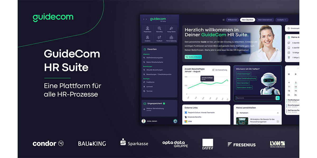 GuideCom - Wie sieht die Software aus - HR Suite Screen - Startseite GuideCom - Wie sieht die Software aus - HR Suite Screen - Startseite