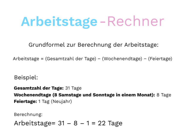ArbeitstageRechner Werktage pro Jahr online berechnen