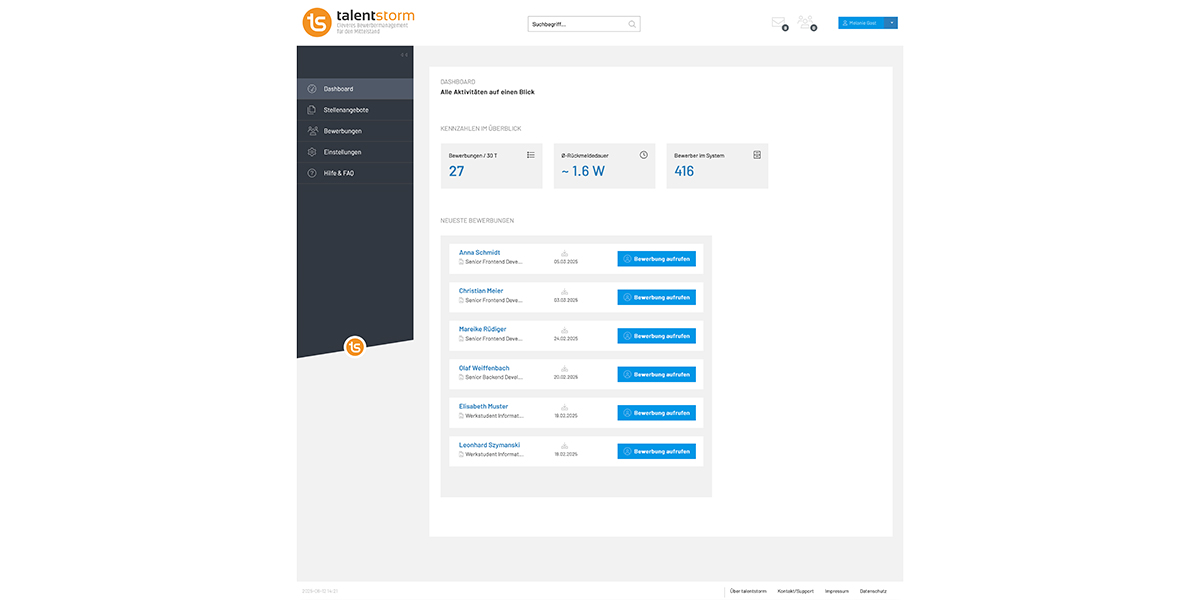 talentstorm - Wie sieht die Software aus talentstorm - Wie sieht die Software aus