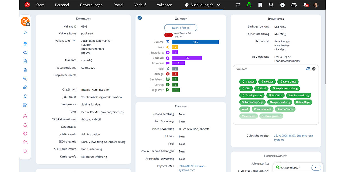 Rexx Systems - Wie sieht die Software aus - Vakanz