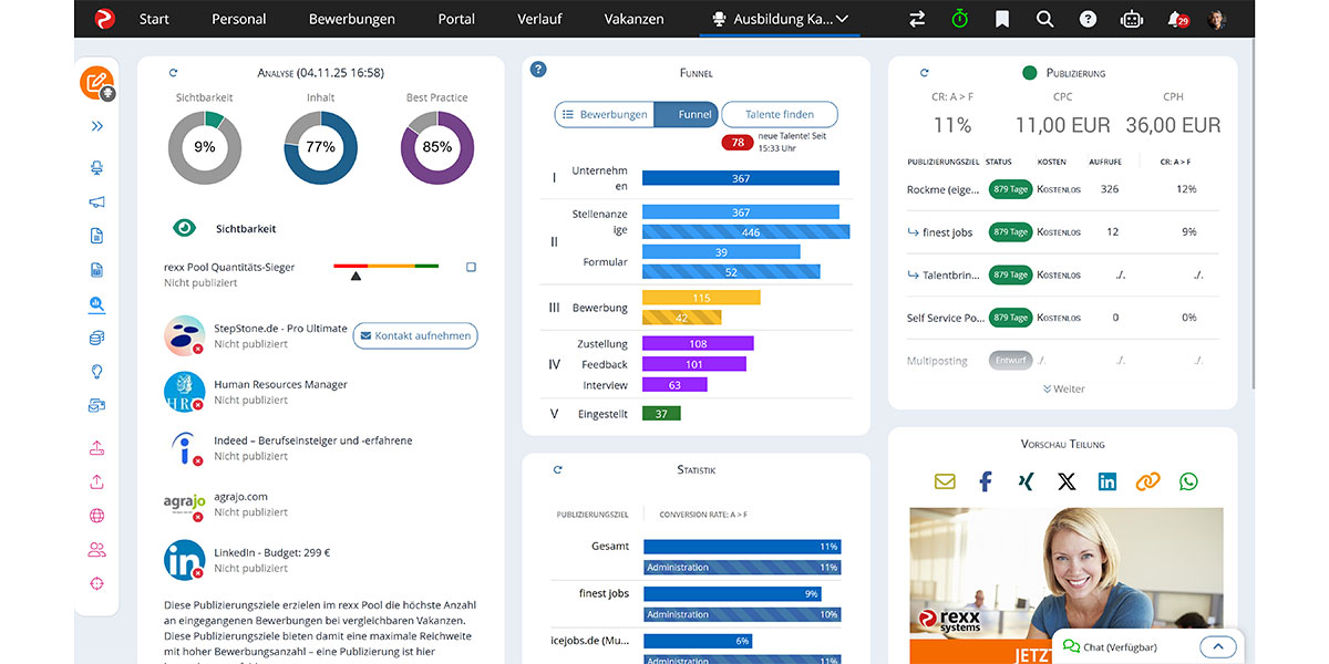 Rexx Systems - Wie sieht die Software aus - Vakanz Analyse